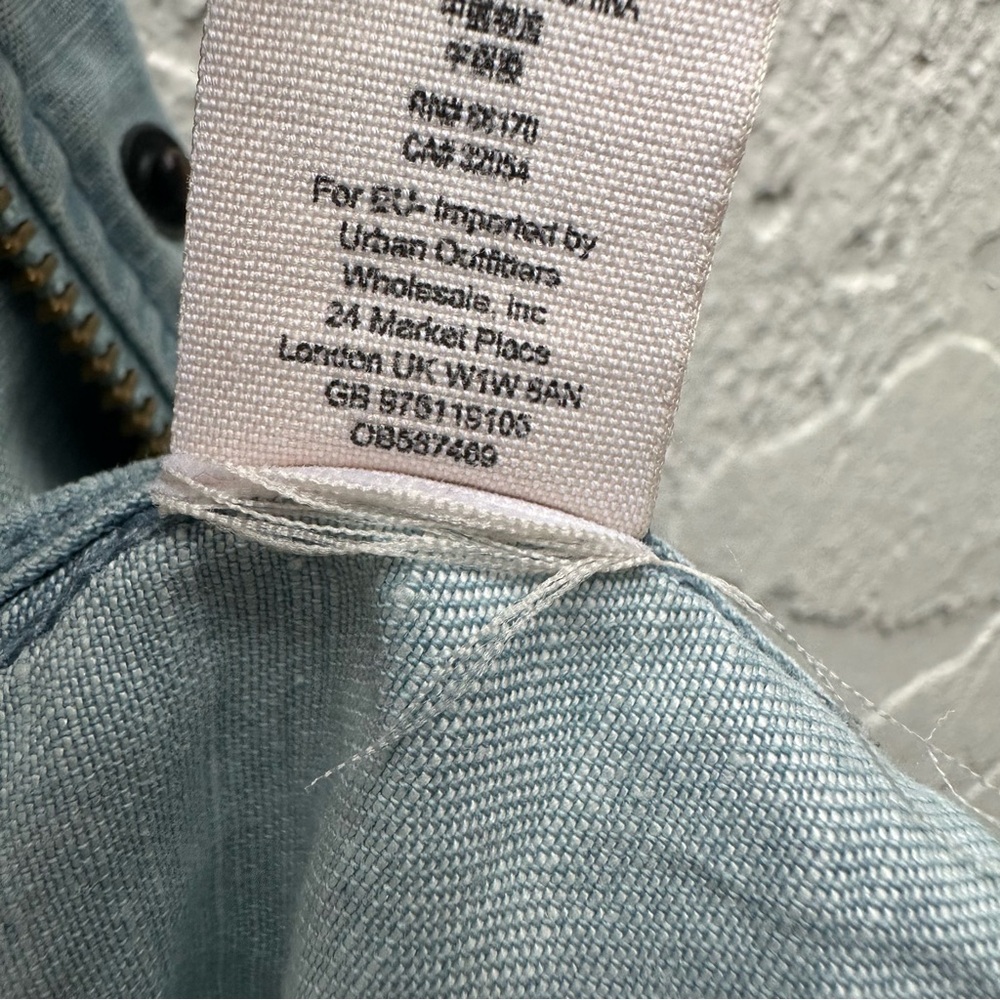 FREE PEOPLE Jacket Women Medium Denim Jean Chambray Embroidered Boho - Picture 12 of 15